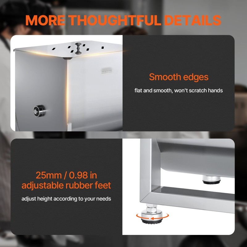 Käsikäyttöinen lihasekoitin 80 litran ruostumatonta terästä makkaran ja jauhelihan sekoittamiseen