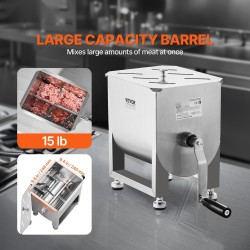 Manuaalinen lihasekoitin 15 L säiliö SUS201 ruostumaton teräs ergonominen kampikahva säädettävät kumijalat