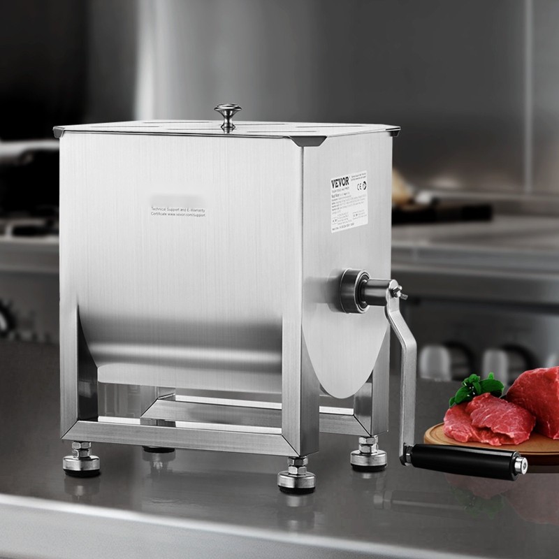 Manuaalinen lihasekoitin 15 L säiliö SUS201 ruostumaton teräs ergonominen kampikahva säädettävät kumijalat