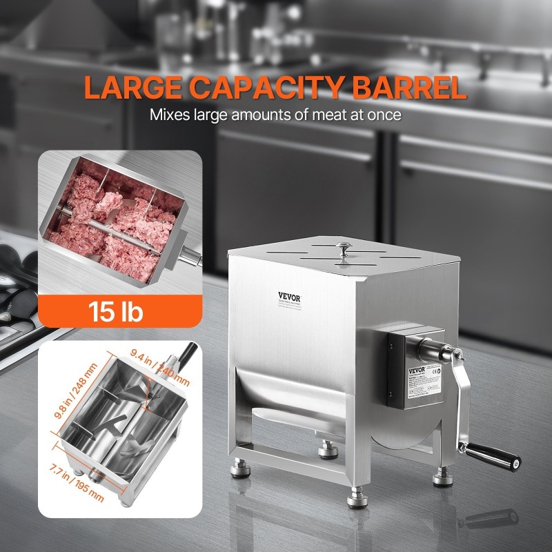 Käsikäyttöinen lihasekoitin SUS201-ruostumatonta terästä 15 L säiliö malli BX-10