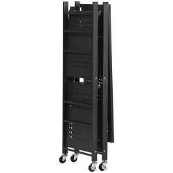 Kokoontaitettava metallihylly Q235A hiiliteräs 3 tasoinen pyörillä musta