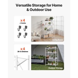 Säilytyshylly 4-tasoinen taitettava hiiliteräs pyörillä valkoinen