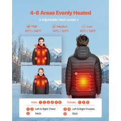Miesten lämmitettävä takki pehmeä kuorimateriaali 6 lämmitysvyöhykettä 8000 mAh koko M musta