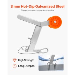 Venevaijeriteline peräkärryyn kuumasinkitty teräs säädettävä korkeus 365–548 mm PVC-rulla 130 mm