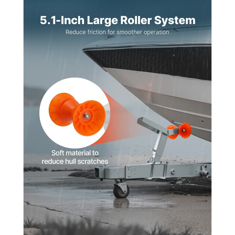 Venevaijeriteline peräkärryyn kuumasinkitty teräs säädettävä korkeus 365–548 mm PVC-rulla 130 mm