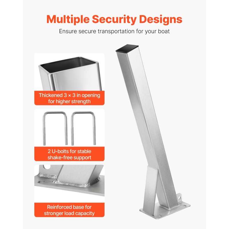 Vinssiteline kuumasinkitystä teräksestä 3 tuuman aisan leveydelle U-pulttikiinnityksellä