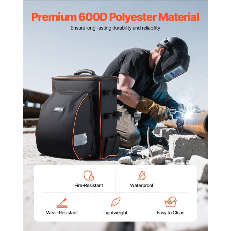 Hitsausreppu 600D polyesteri 35,6 l erillisellä kypärälaukulla