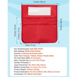 Tuolin selkänojataskut 24 kpl Oxford-kangasta 12–13 tuuman selkänojiin 6 värissä