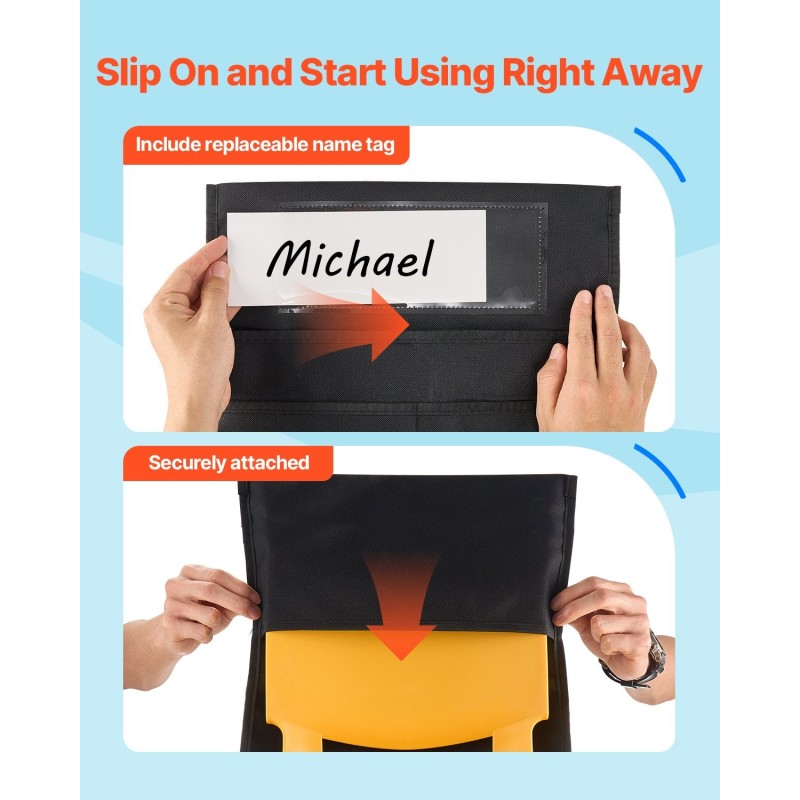 Tuolinselkätaskusetti 12 kpl 600D Oxford-kangas musta sopii 17 tuuman selkänojaan