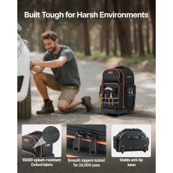 Rullattava työkalureppu 1680D ja 600D polyesteri 72 taskua 50 kg kantavuus