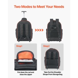 Rullattava työkalureppu 1680D ja 600D polyesteri 72 taskua 50 kg kantavuus