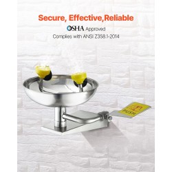 Seinäasennettava hätäsilmähuuhtelupiste SUS304-ruostumaton teräs ABS-pinnoite 12–18 l/min työtiloihin