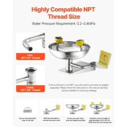 Seinäasennettava hätäsilmähuuhtelupiste SUS304-ruostumaton teräs ABS-pinnoite 12–18 l/min työtiloihin
