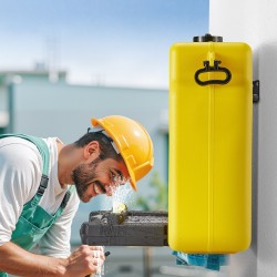 Silmänhuuhteluasema kannettava polyeteenimuovinen 53-litrainen kaksoissuutin keltainen