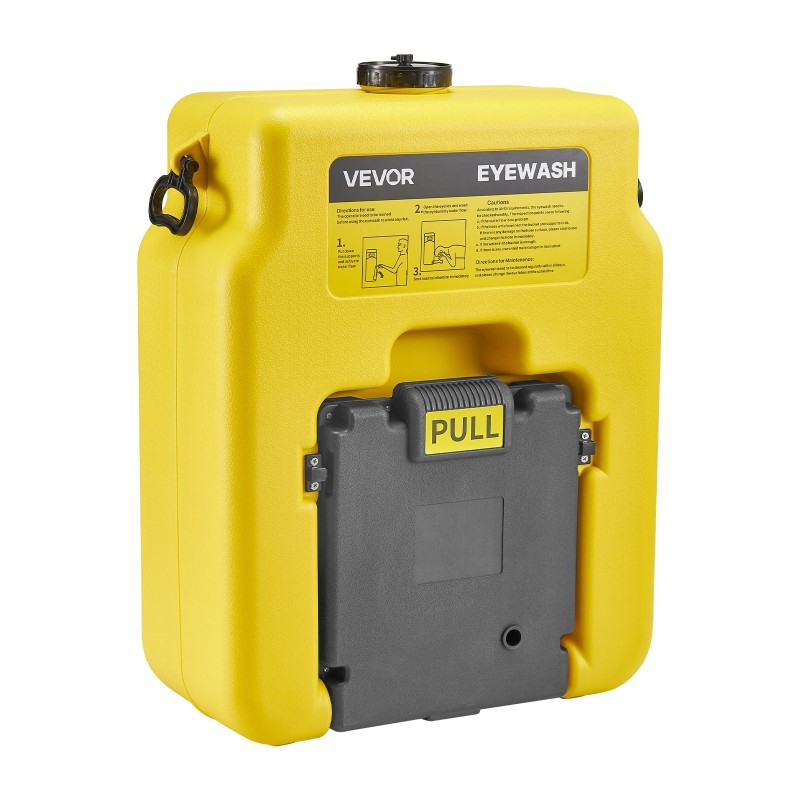 Silmänhuuhteluasema kannettava polyeteenimuovinen 53-litrainen kaksoissuutin keltainen