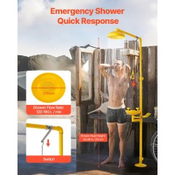 Lattia-asenteinen hätäsuihku ja silmähuuhteluasema SUS304-teräs ABS-pinnoite kouluille laboratorioihin