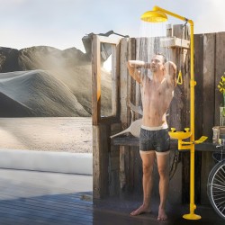 Lattia-asenteinen hätäsuihku ja silmähuuhteluasema SUS304-teräs ABS-pinnoite kouluille laboratorioihin