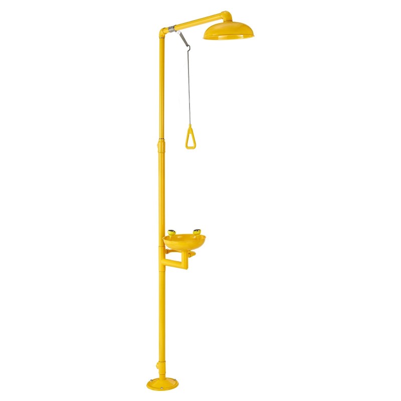 Lattia-asenteinen hätäsuihku ja silmähuuhteluasema SUS304-teräs ABS-pinnoite kouluille laboratorioihin