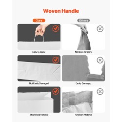 Paperikassit kraft-paperista valkoiset 406×152×308 mm 100 kpl kantokahvoilla