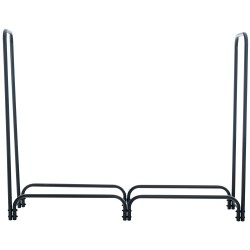 Tyylikäs musta kaareva takkapuuteline sisustukseen ja säilytykseen