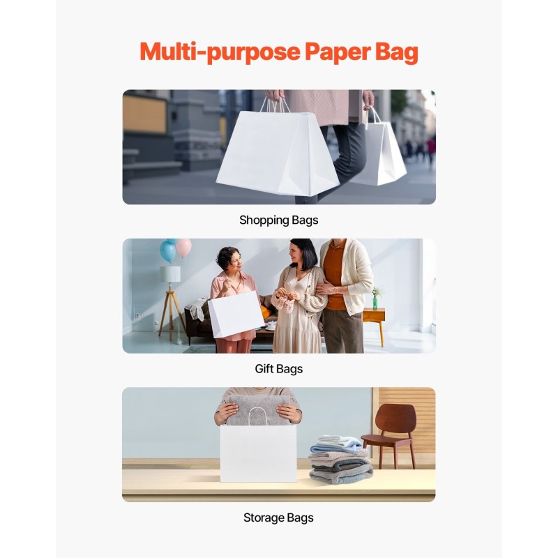 Kahvalliset voimapaperikassit valkoiset 50 kpl ostoskasseiksi ja lahjakasseiksi