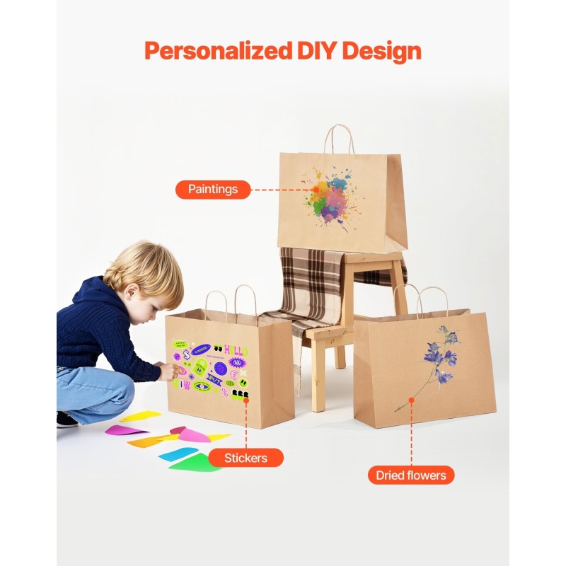 Kraft-paperikassit kantokahvoilla 406×152×308 mm 50 kpl ruskea