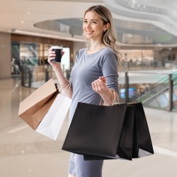 Kraft-paperikassit kantokahvoilla musta 100 kpl 406×152×308 mm