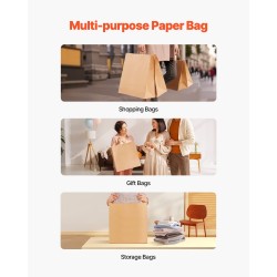 Kraft-paperikassit kantokahvoilla 100 kpl luonnonruskea 457×178×483 mm