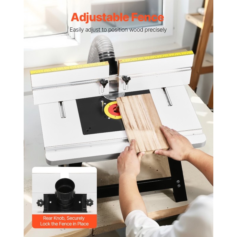 Penkkijyrsinpöytä MDF-pöytälevy metallijalusta säädettävä aita purunpoistoaukko läpinäkyvä suojus