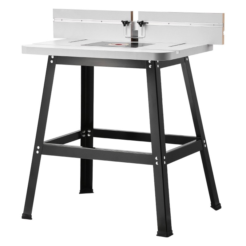 Jyrsintäpöytä MDF-työtaso metallirunko säädettävä ohjain pölynkeräysliitäntä