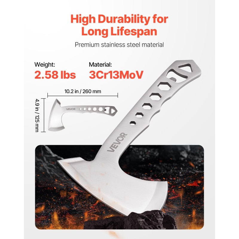 Heittokirves ja heittoveitsisetti kolmen setin ruostumatonta terästä 260 ja 190 mm