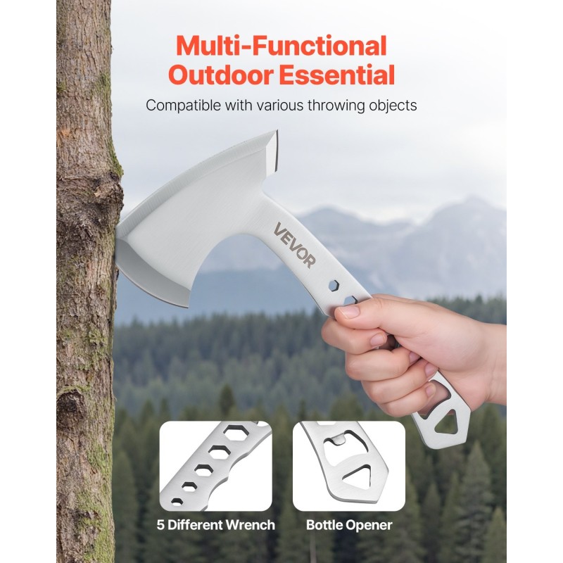 Heittokirves ja heittoveitsisetti kolmen setin ruostumatonta terästä 260 ja 190 mm