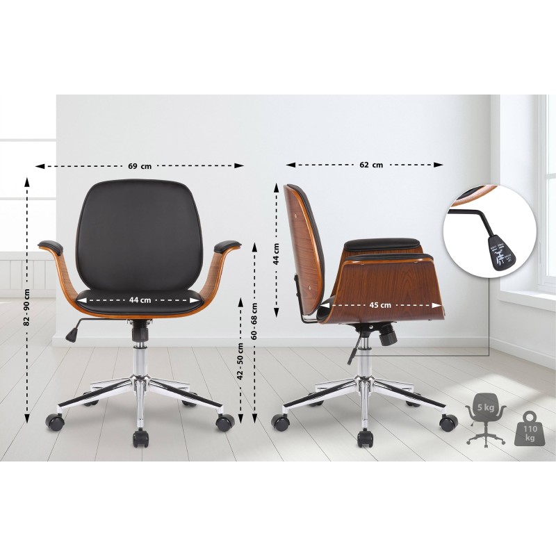 Tyylikäs ergonominen toimistotuoli säädettävällä korkeudella ja keinonahkaverhoilulla