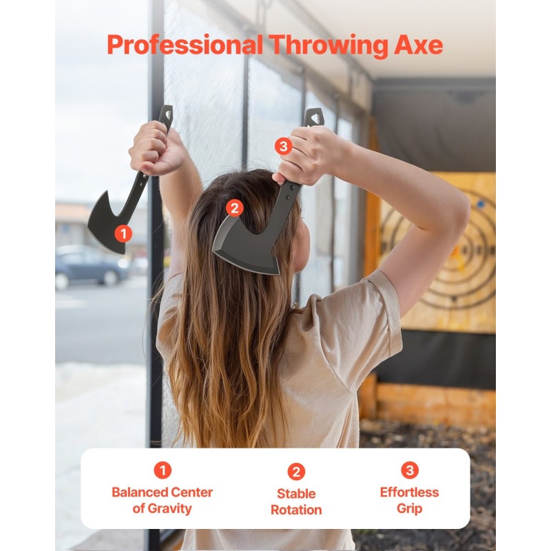 Heittokirves-setti kolmen kappaleen ruostumaton teräs kompakti koko vapaa-ajan heittoon