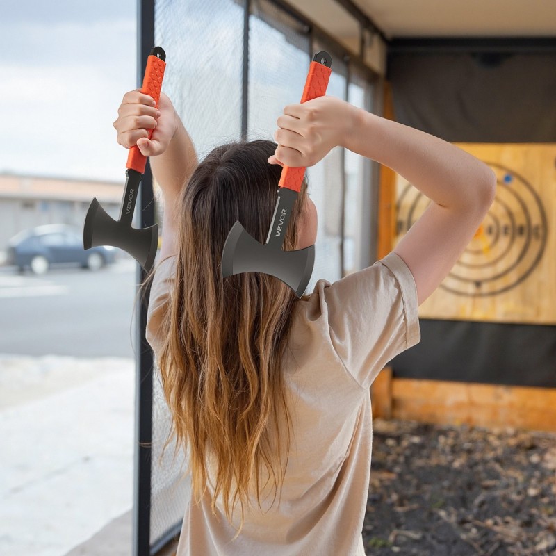 Heittokirvessarja 3 kpl ruostumaton teräs 303 mm kumipinnoitettu kahva musta nailonsuojuksilla