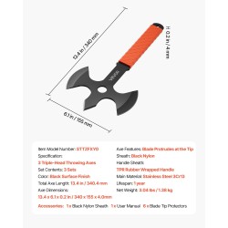 Heittokirvessetti 3 kpl 340 mm ruostumaton teräs kumiseoskahva pihapeleihin
