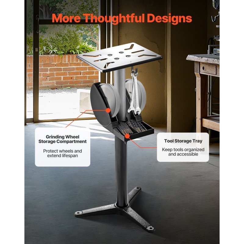 Penkkihiomakoneen jalusta valurauta-teräsrunkoinen 5-portainen korkeussäätö 31,5x25,4 cm