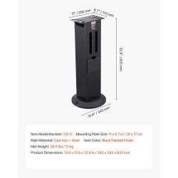 Lattiateline penkkihiomakoneelle valurauta ja teräs 840 mm kiinnityslevy 28 x 17 cm