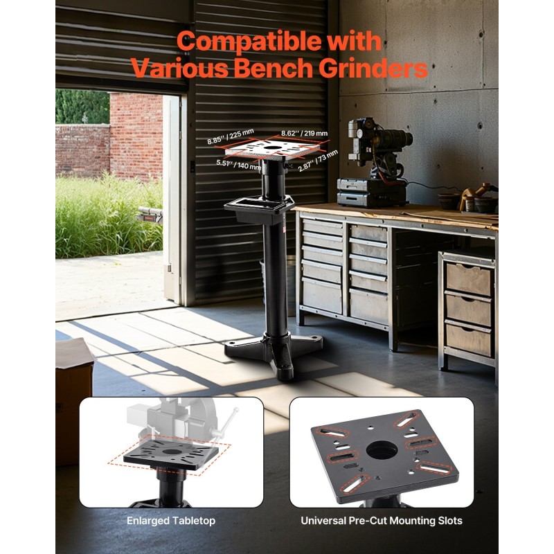 Penkkihiomakoneen jalusta valurauta ja teräs 27 x 27 cm kiinnityslevy 840 mm