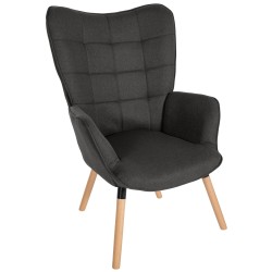 Garding tyylikäs kangasverhoiltu nojatuoli pyökinjaloilla olohuoneeseen