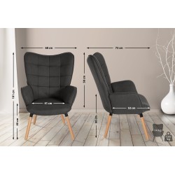 Garding tyylikäs kangasverhoiltu nojatuoli pyökinjaloilla olohuoneeseen