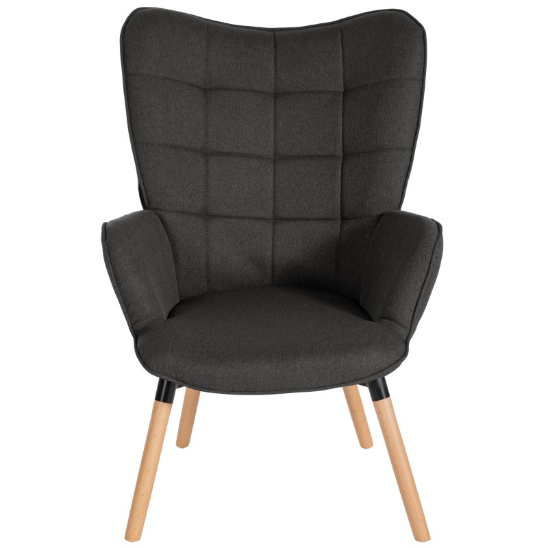 Garding tyylikäs kangasverhoiltu nojatuoli pyökinjaloilla olohuoneeseen