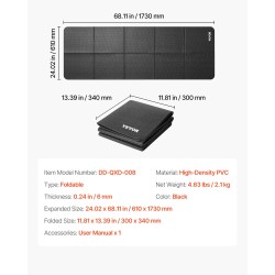 Taitettava kuntolaitematto korkeatiheyksinen PVC-materiaali 610x1730 mm 6 mm kotiin