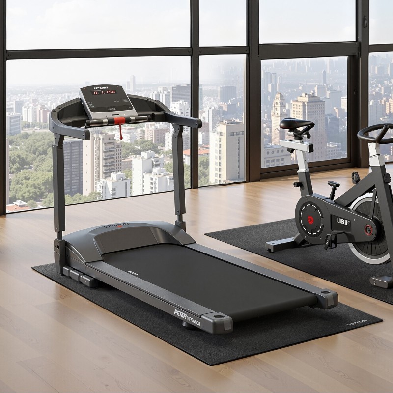 Kuntoilulaitteiden suojamatto korkeatiheyksinen PVC 760 x 1525 mm 6 mm musta