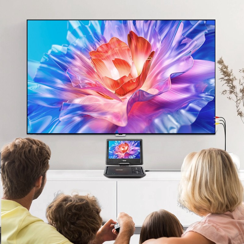 Kannettava DVD-soitin 10,1-tuumainen kääntyvä HD-näyttö 4 tunnin akku musta