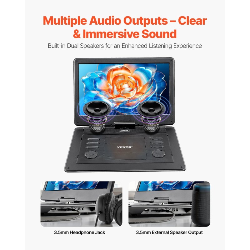 Kannettava DVD-soitin 15,6 tuuman kääntyvä näyttö 1366×768 5000mAh