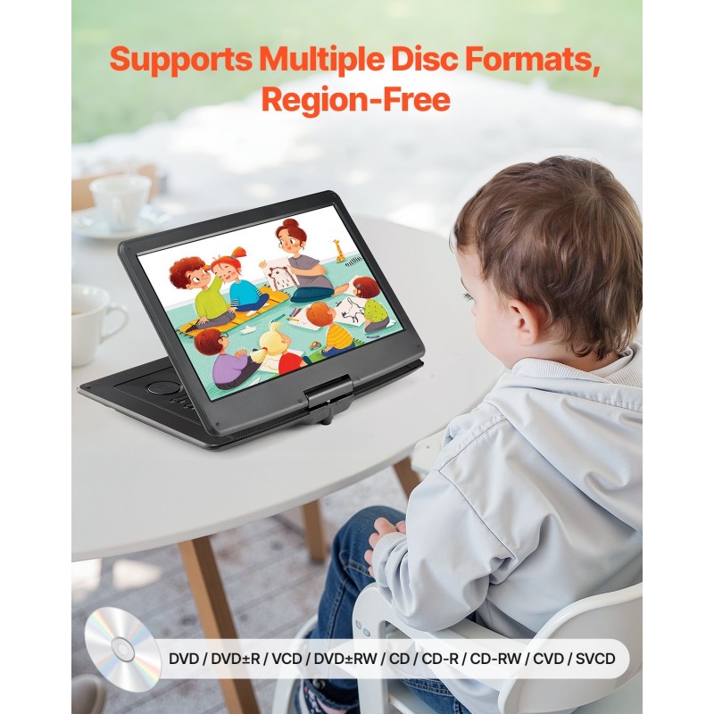 Kannettava DVD-soitin 15,6 tuuman kääntyvä näyttö 1366×768 5000mAh