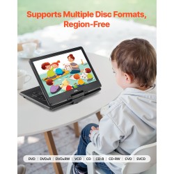 Kannettava DVD-soitin 14-tuumainen kääntyvä HD-näyttö akku 5000 mAh USB ja SD