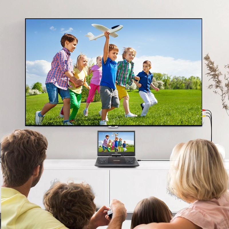 Kannettava DVD-soitin 14-tuumainen kääntyvä HD-näyttö akku 5000 mAh USB ja SD