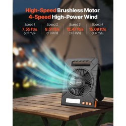 Kannettava aurinkotuuletin ABS-muovia 7-tuumainen 10000 mAh:n akulla 4-nopeuksinen LED-lyhdyllä 4 watin aurinkopaneelilla